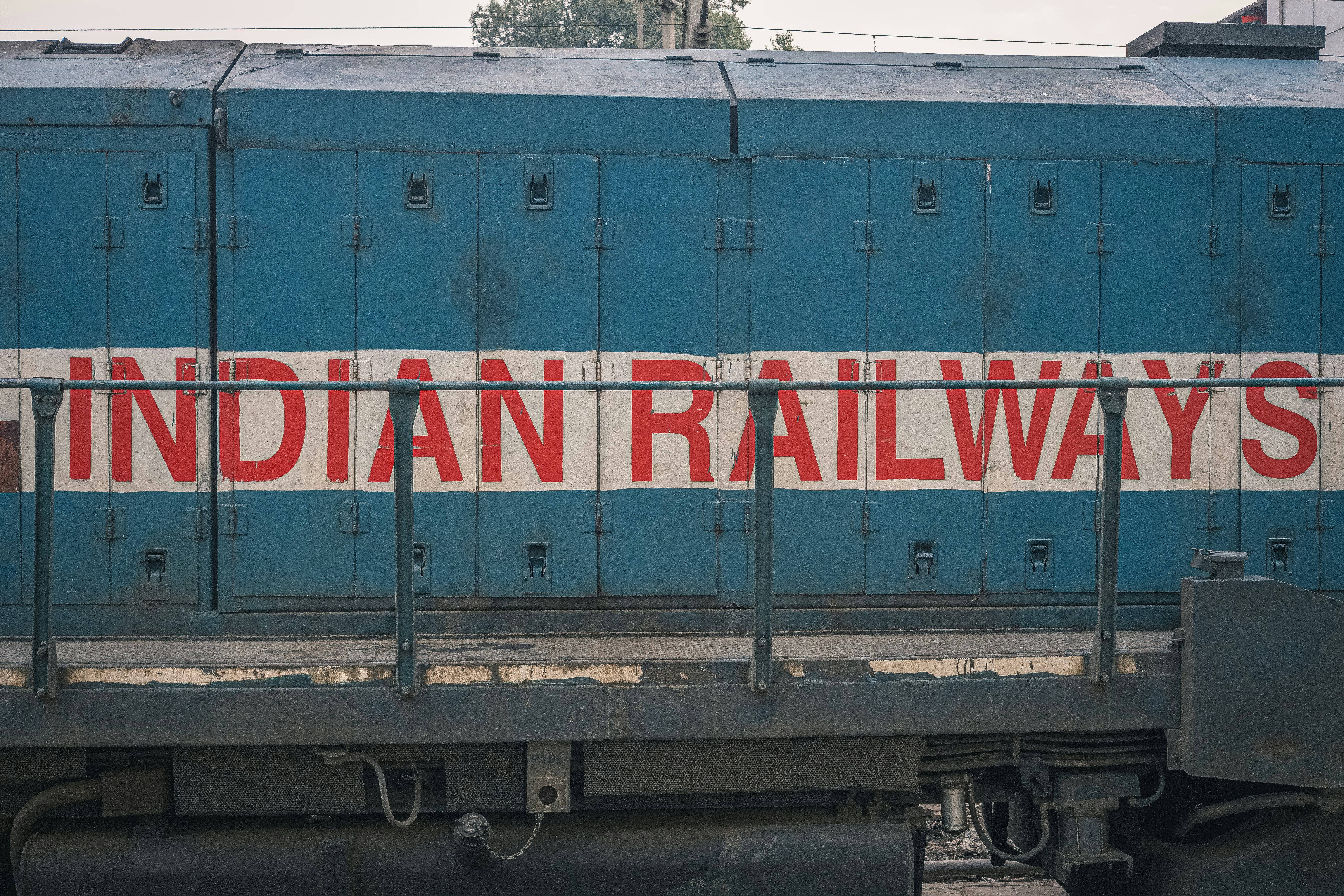 blue and red cargo container van